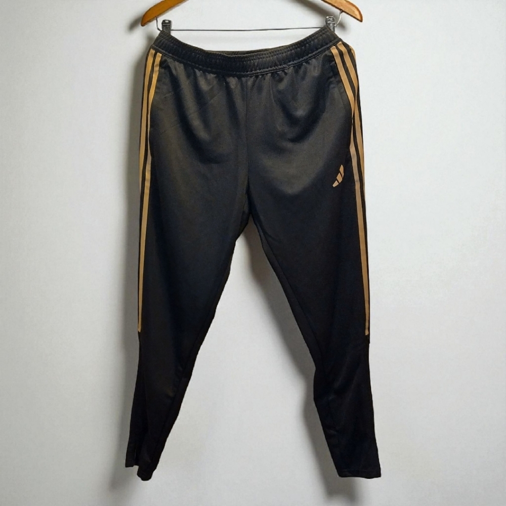 Adidas Women's Black Joggers with Gold Stripes